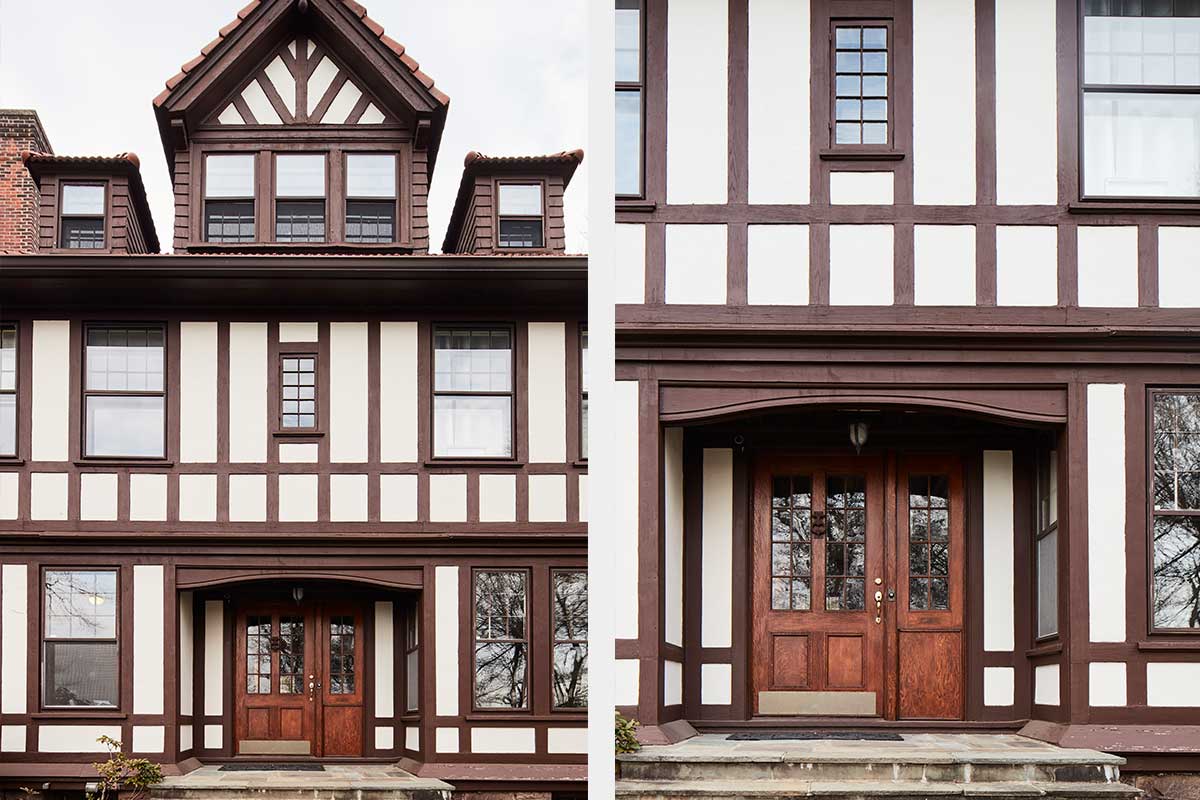 Tudor Home Exterior Front Porch 
